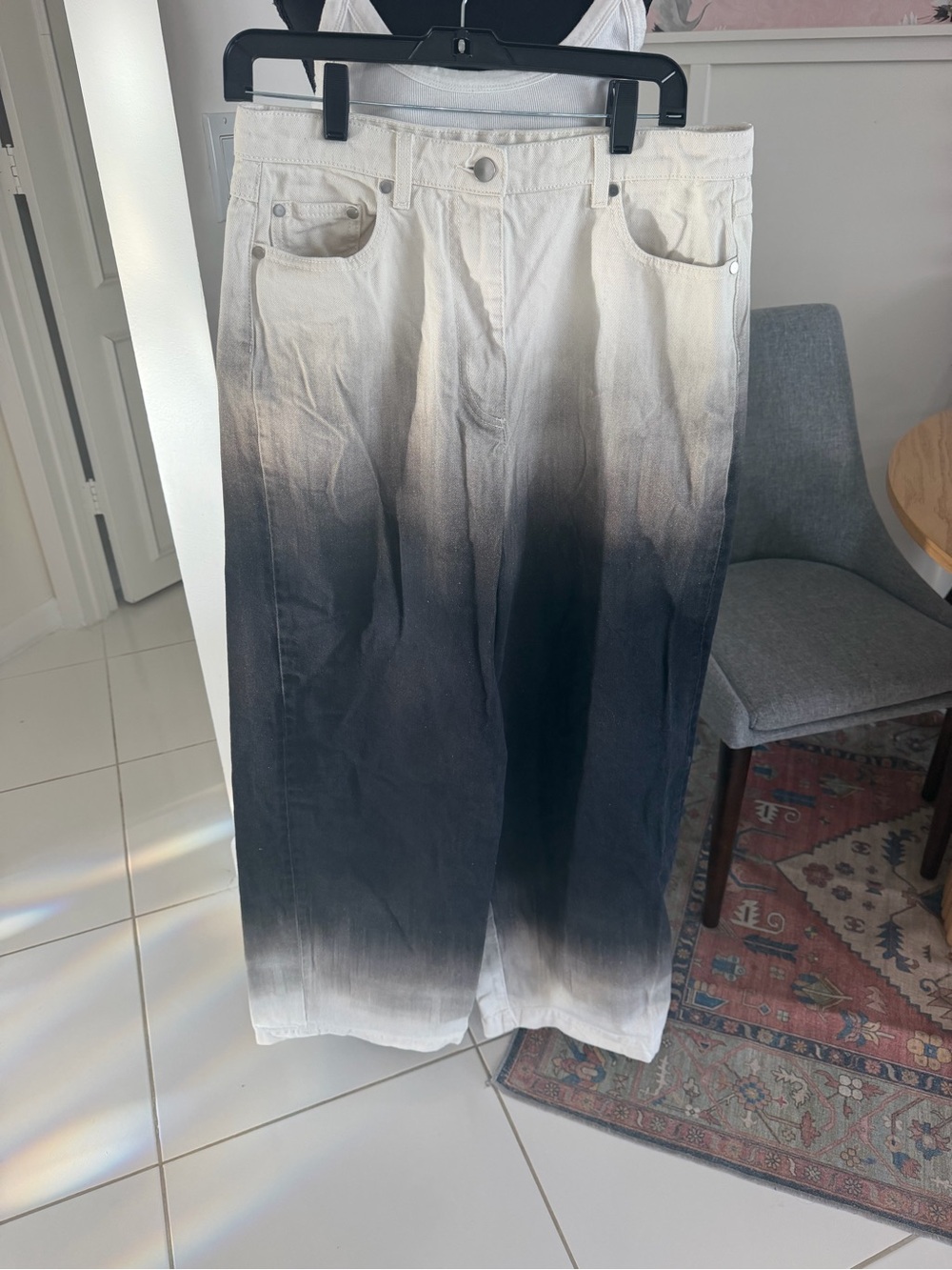 PETER DO Men’s 32 Off-White & Black Gradient Jeans Wide Leg 32x33 Italy